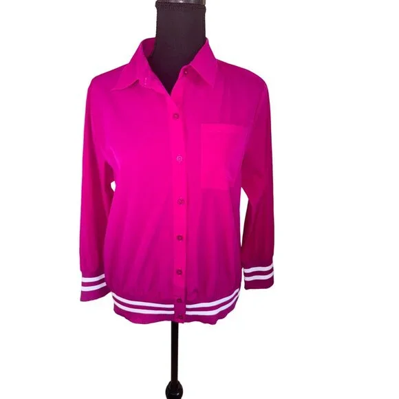 Vintage-Inspired Joh Wiletta Top Hot Pink Retro S Varsity Jacket Schoolgirlcore - Picture 1 of 10